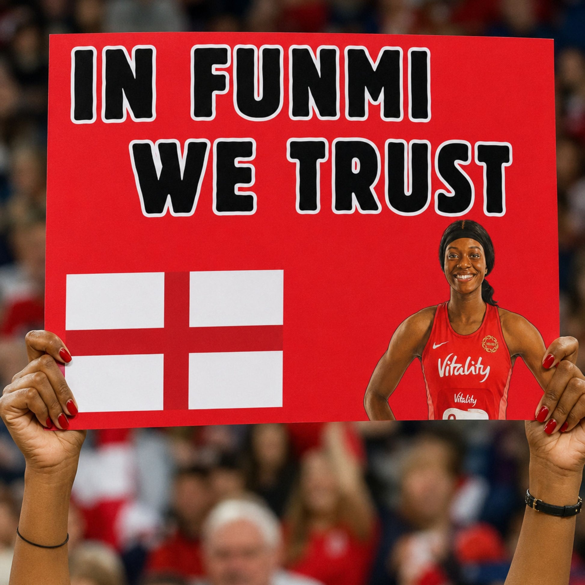 Funny England Netball Player Supporter Banner - Commonwealth Games
