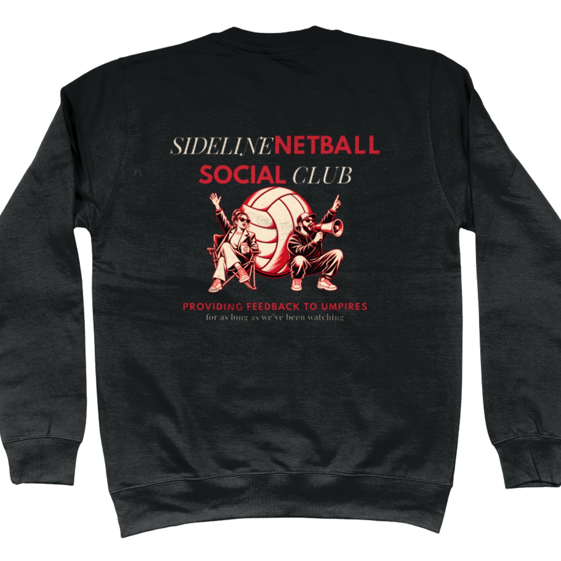 Black Netball Fashion Graphic Sports Sweatshirt for Women and Men