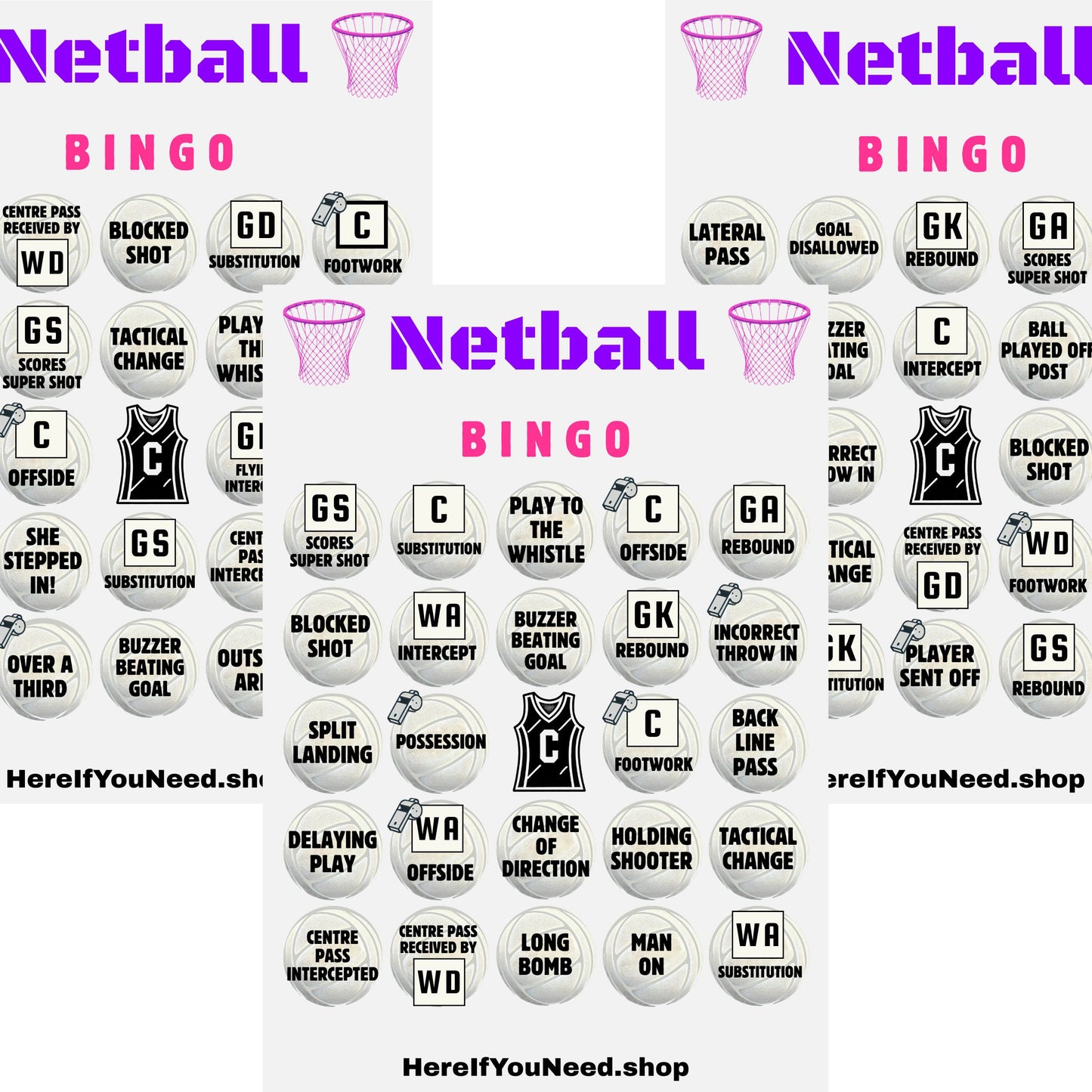 Netball Bingo Party Game - Download Card for Printing