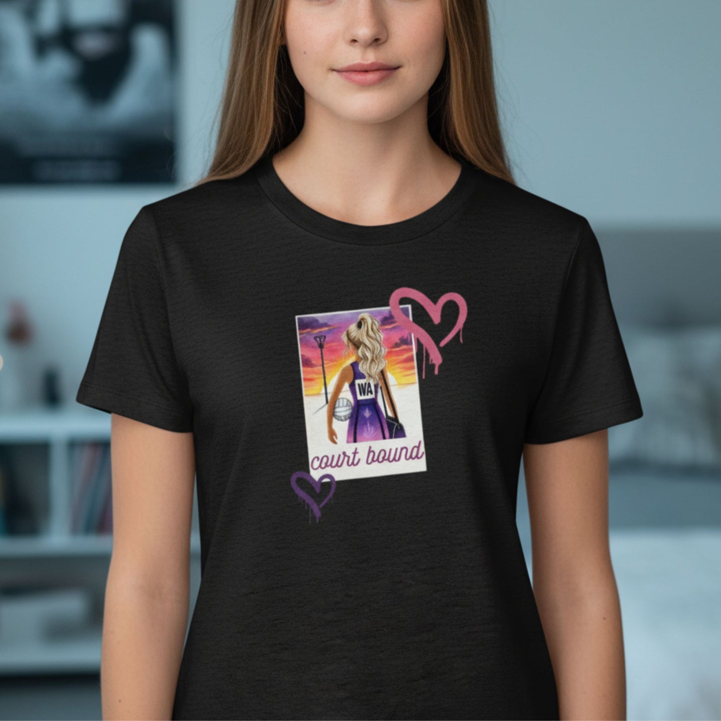 Netball Gifts - Teen Girl Black Netball Player Slogan T-Shirt