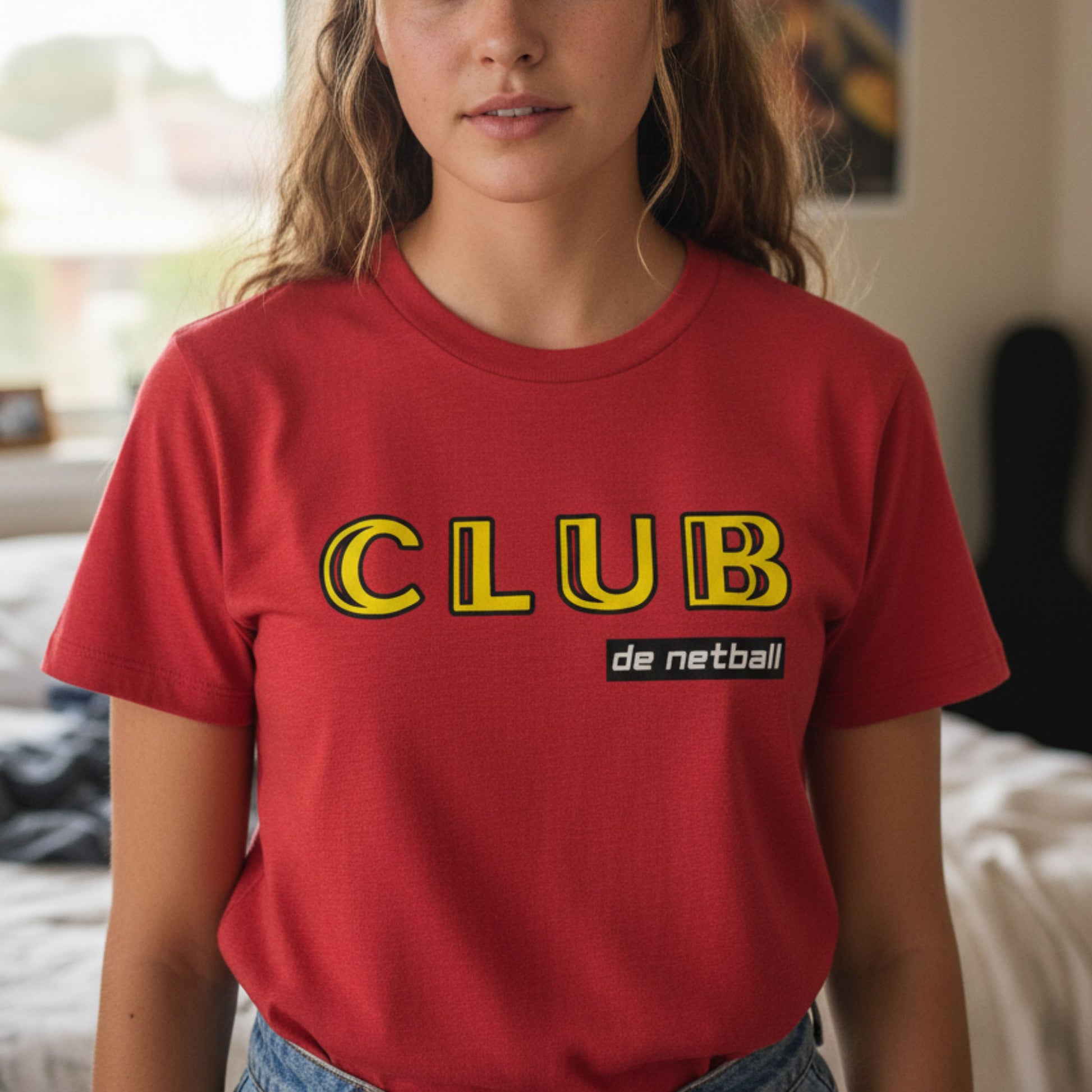 Netball Gifts - Red Netball Club Shirt for Teen Girls