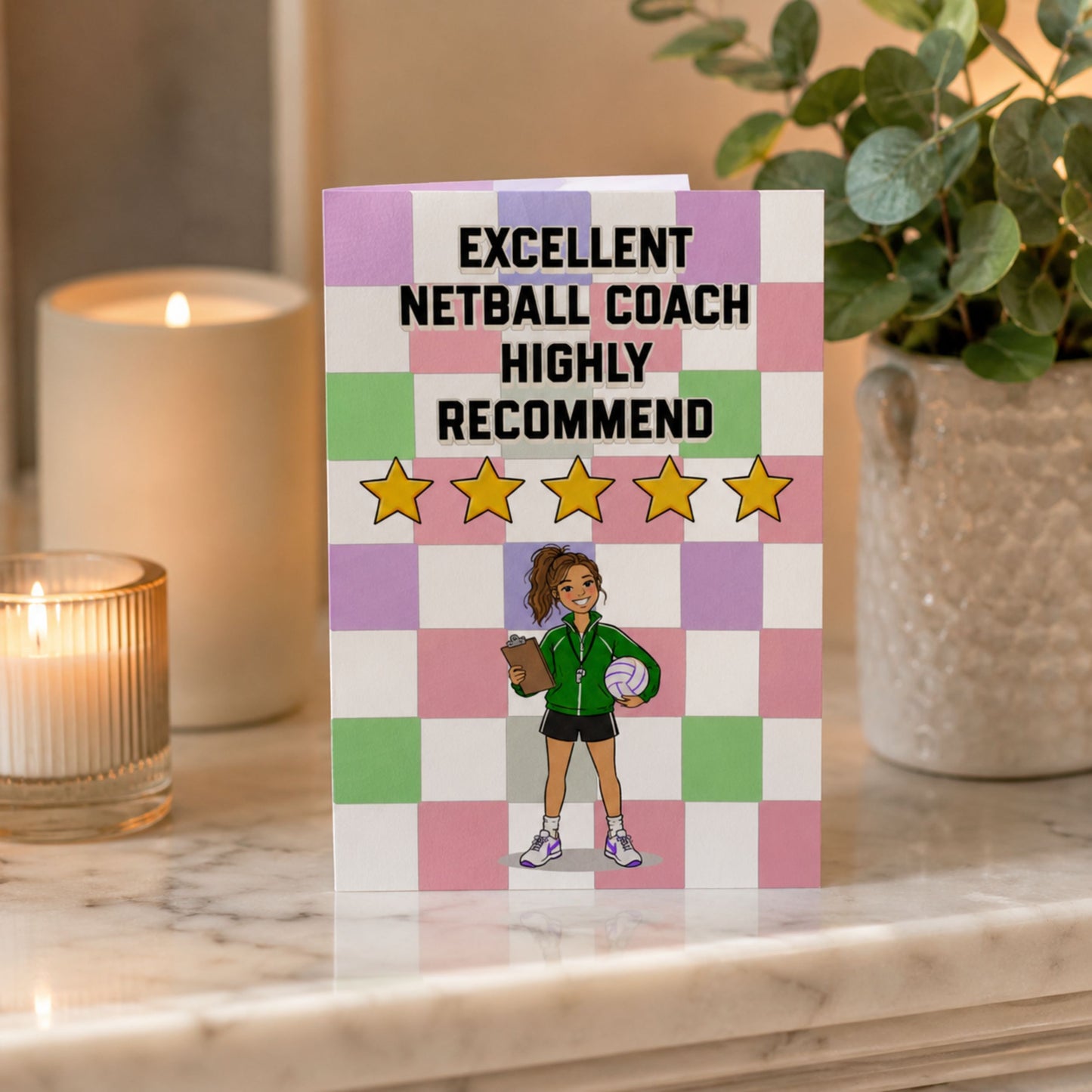 Netball Coach Thank You Card - 5 Stars