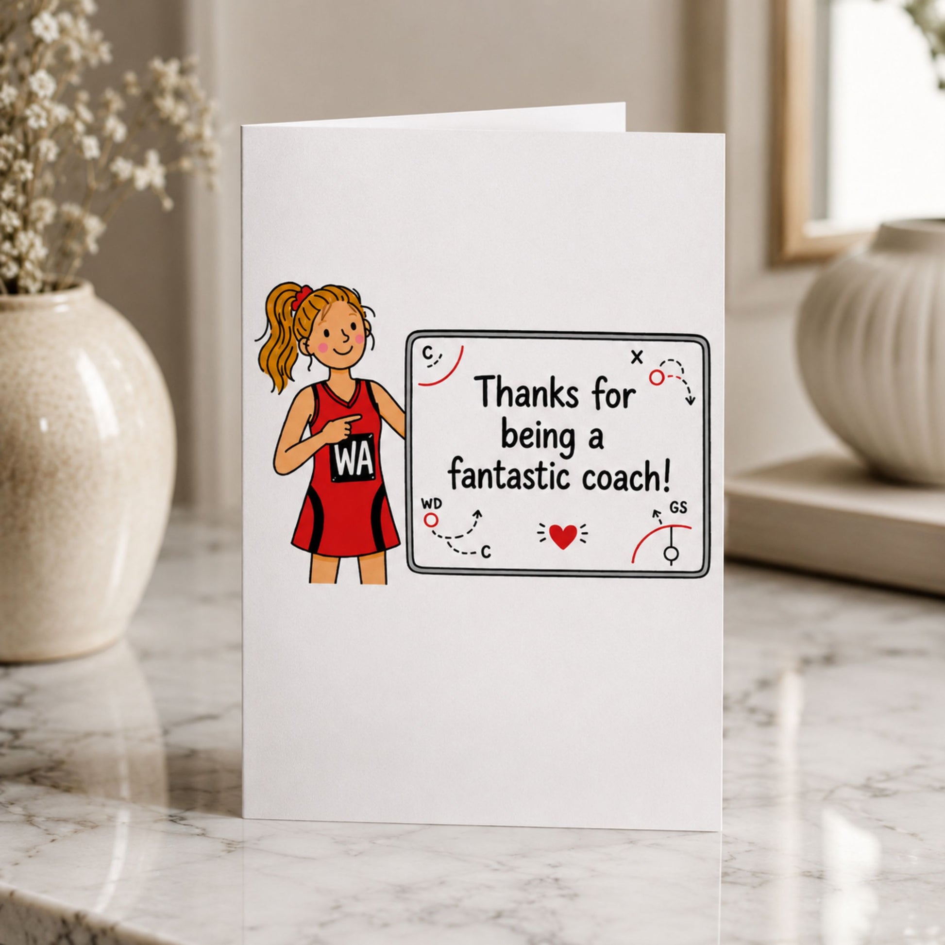 Fun Thank You Card for a Fantastic Netball Coach
