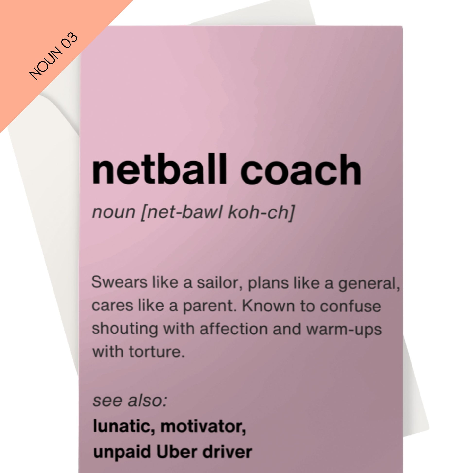 Pink Netball Coach Thank You card - Funny Netball Cards