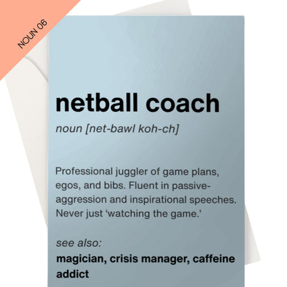 Blue Netball Coach Thank You card - Funny Netball Cards