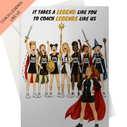 Funny Netball Coach Thank You Card - Coach Legends Like Us