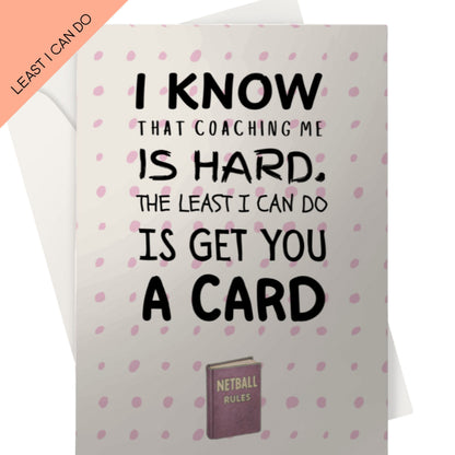 Thank You Card for Netball Coach  - Netball Club Cards