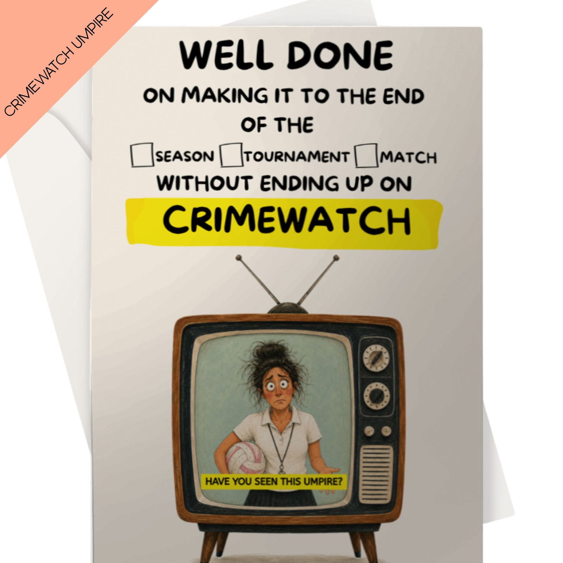 Funny Netball Umpire Thank You Card - Illustrated Crimewatch