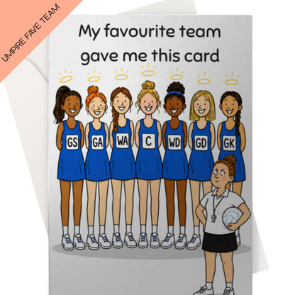 Funny Netball Umpire Thank You Card - My Favourite Team