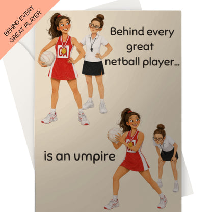 Funny Netball Umpire Thank You Card - Netball Player Illustration 