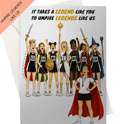 Funny Netball Umpire Thank You Card - Legends Like Us