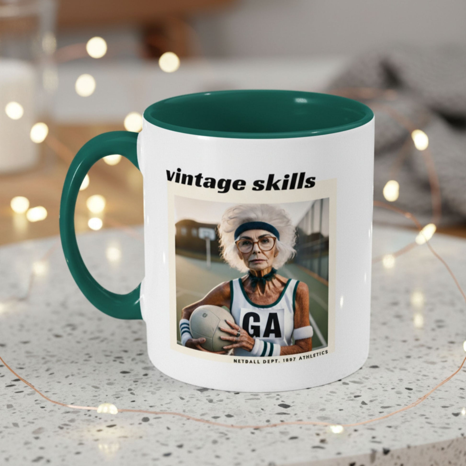 Netball Gifts - Vintage Skills Slogan Netball Player Gift Mug