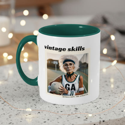 Netball Gifts - Vintage Skills Slogan Netball Player Gift Mug