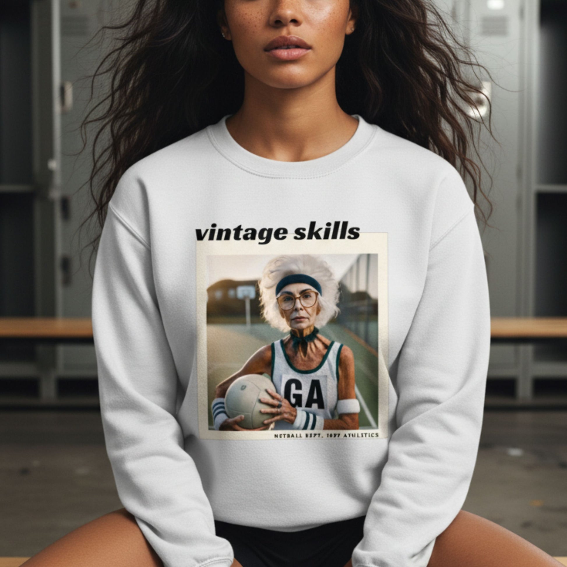 Netball Gifts - Vintage Skills Netball Graphic Jumper