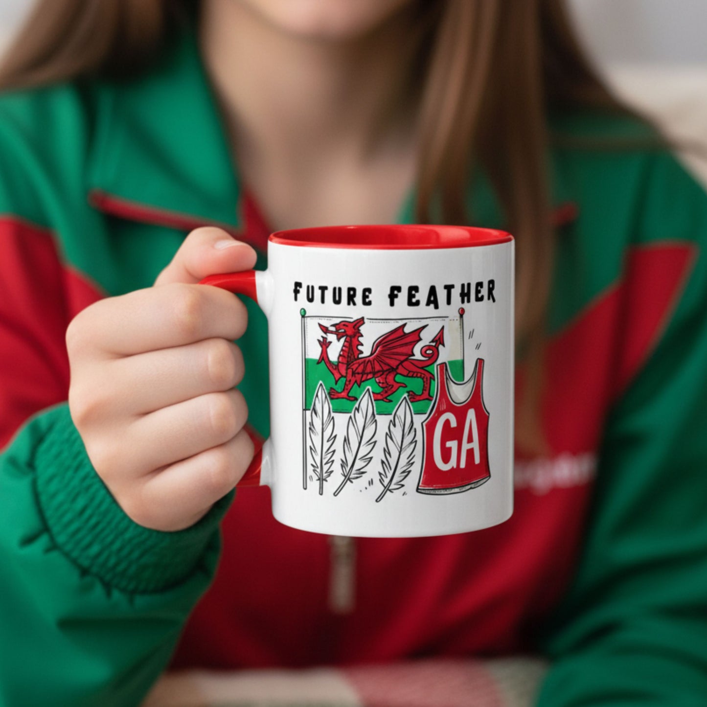 Netball Gifts - Wales Netball Gift Mug for Teens