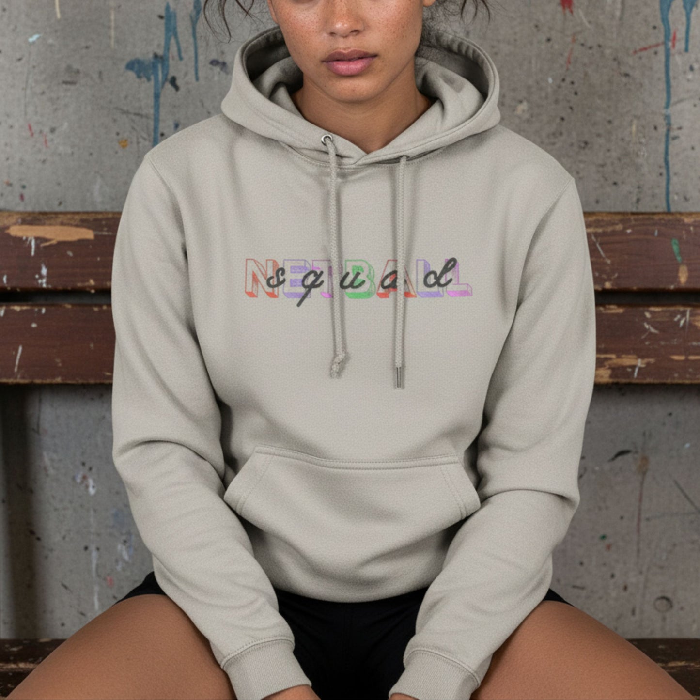 Netball Gifts - Women's Stone Netball Squad Slogan Hooide