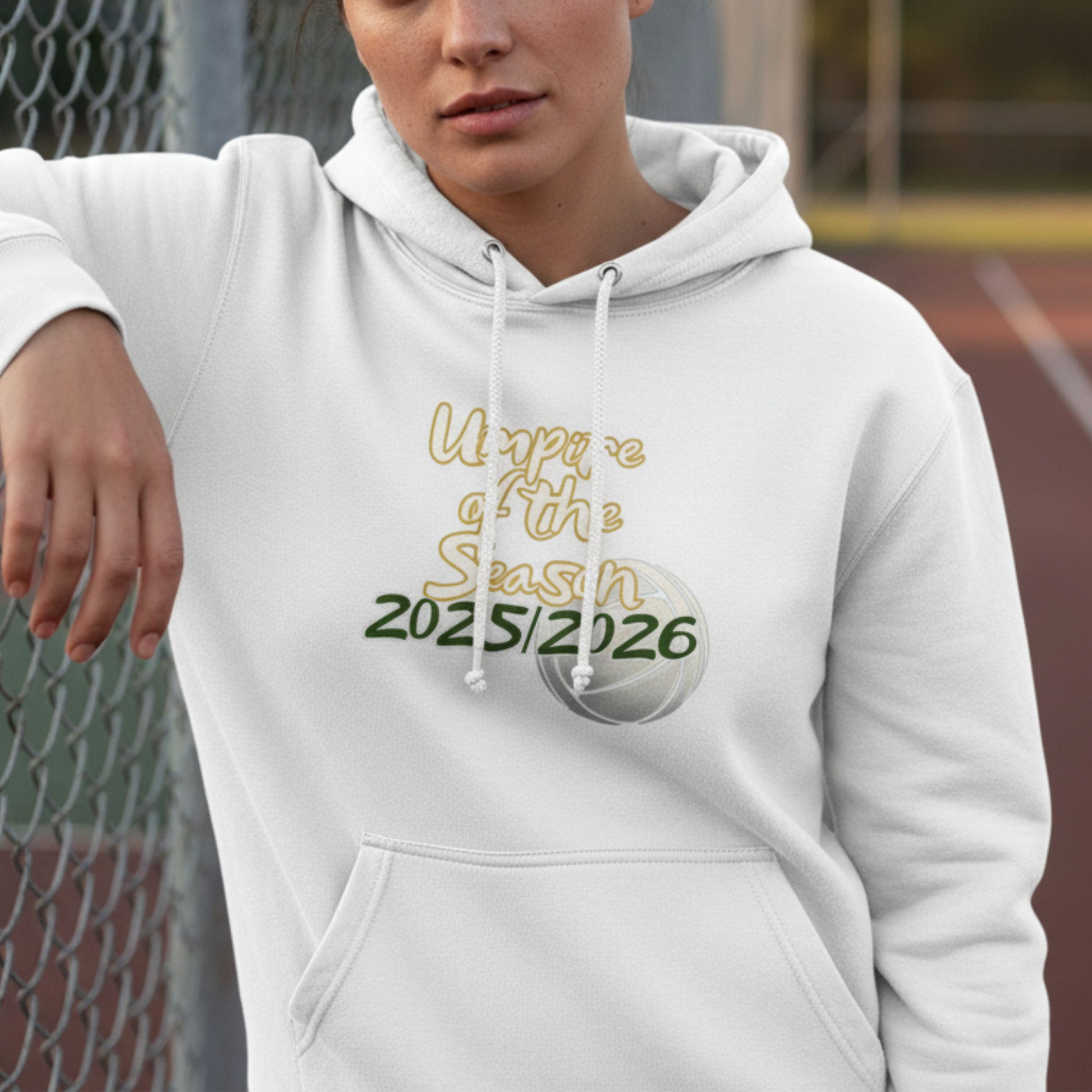 Women's White Netball Umpire of the Season Hoodie - Netball Umpire Prize