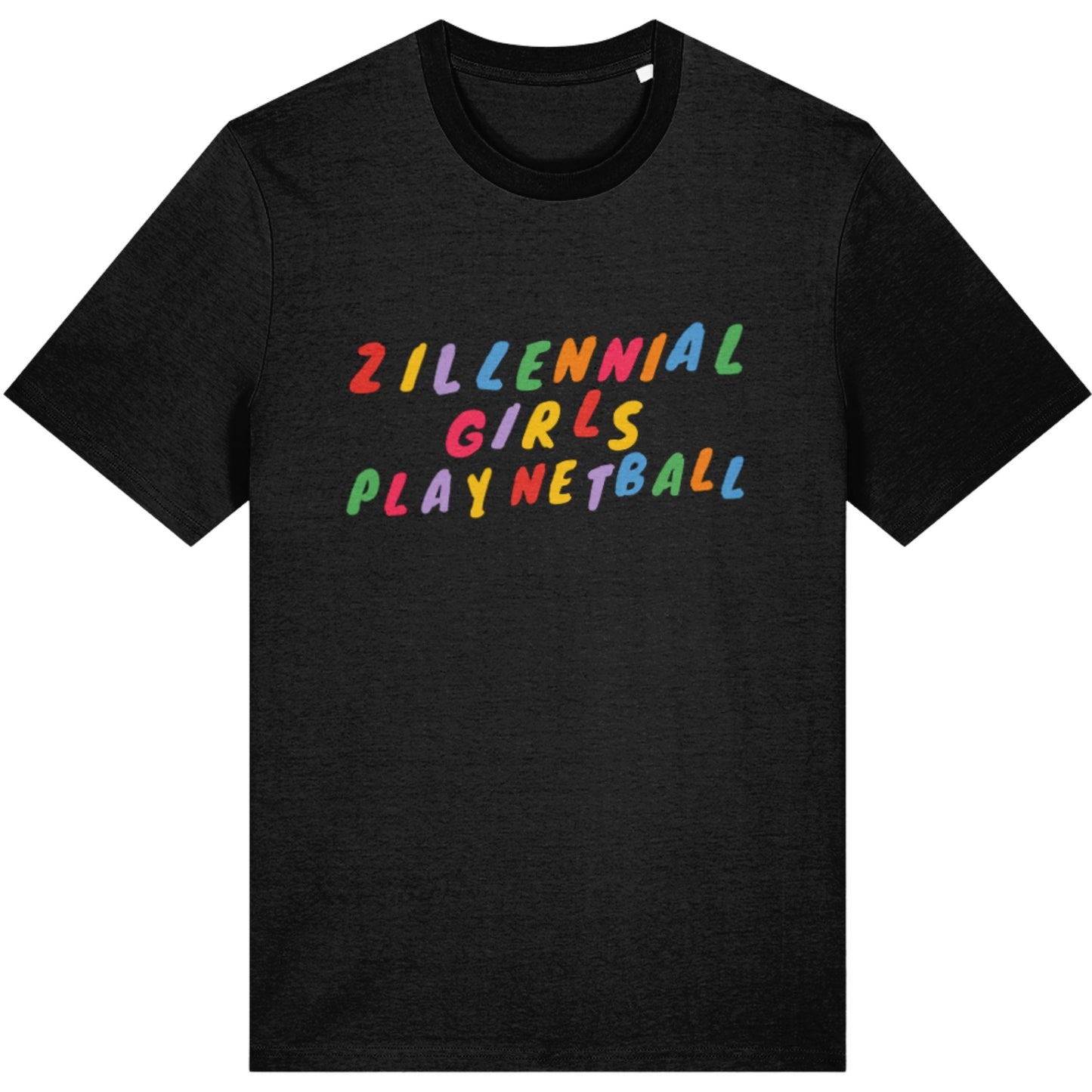 Black Zillennial Girls Play Netball T-Shirt - Netball Gifts for Women