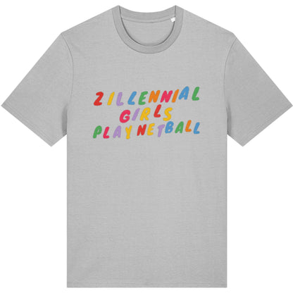 Heather Grey Zillennial Girls Play Netball T-Shirt - Netball Gifts for Women
