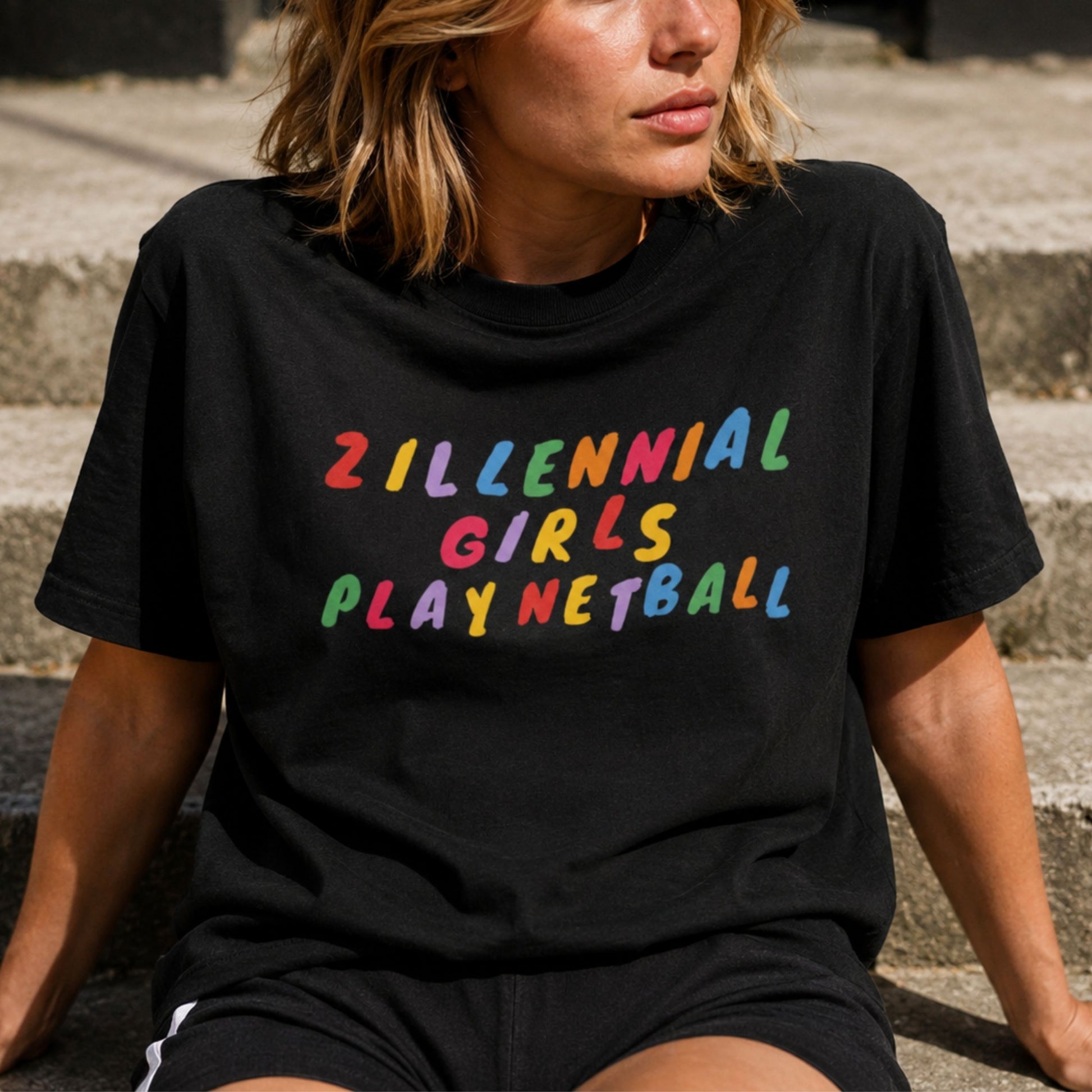 Zillennial Girls Play Netball Tee Shirt - Netball Fashion Top for Women